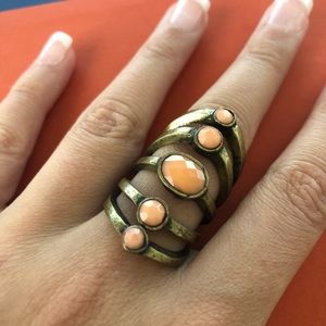 Orange & Brass Vintage Boho Ring
